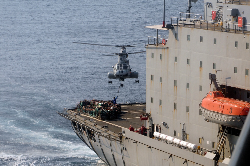 USS Germantown replenishment at sea
