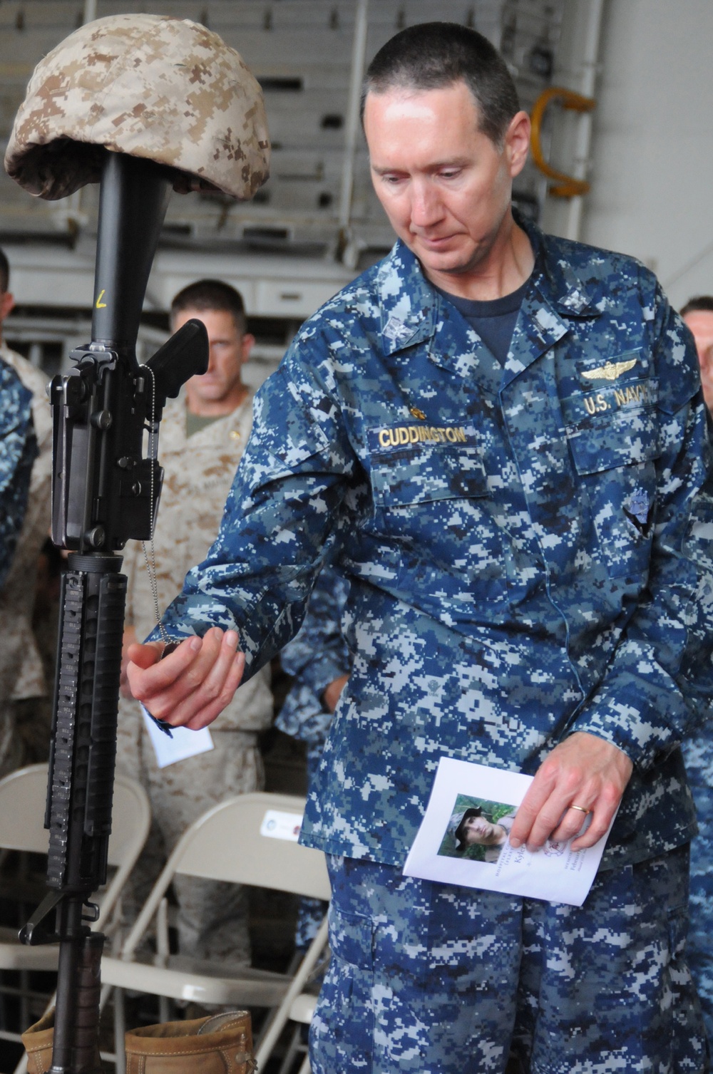 Sailor's memorial aboard USS Makin Island