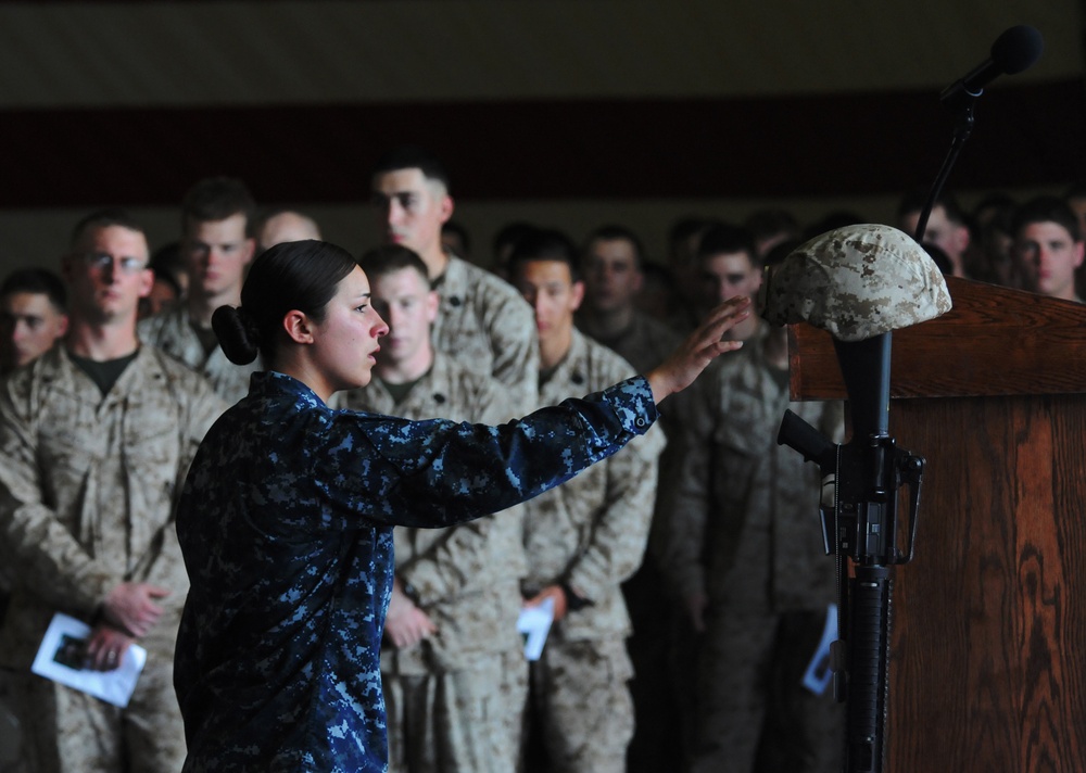 Sailor's memorial aboard USS Makin Island