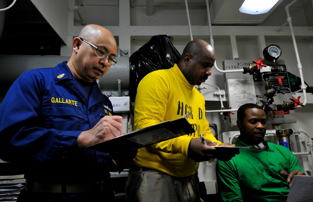 USS Carl Vinson sailors conduct spot check