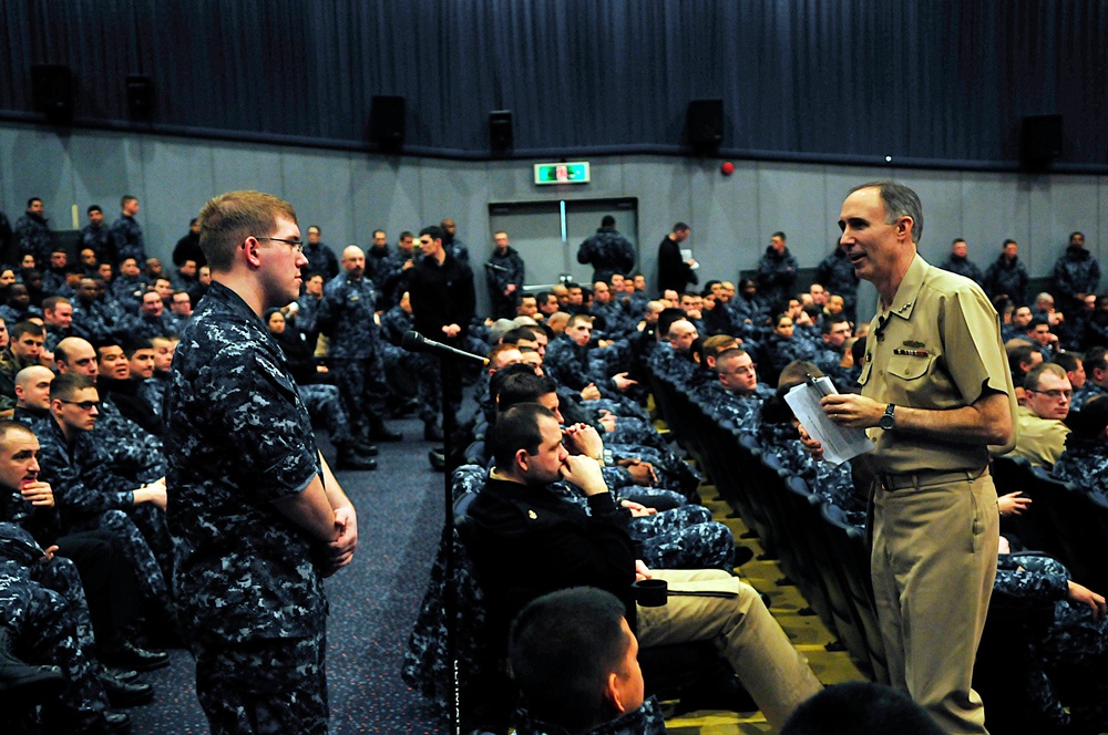 All-hands call at Commander, Fleet Activities Yokosuka