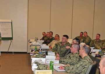 Seabee FORCM Dickey speaks at CPO Management Course