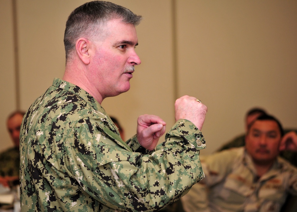 Seabee FORCM Dickey speaks at CPO Management Course