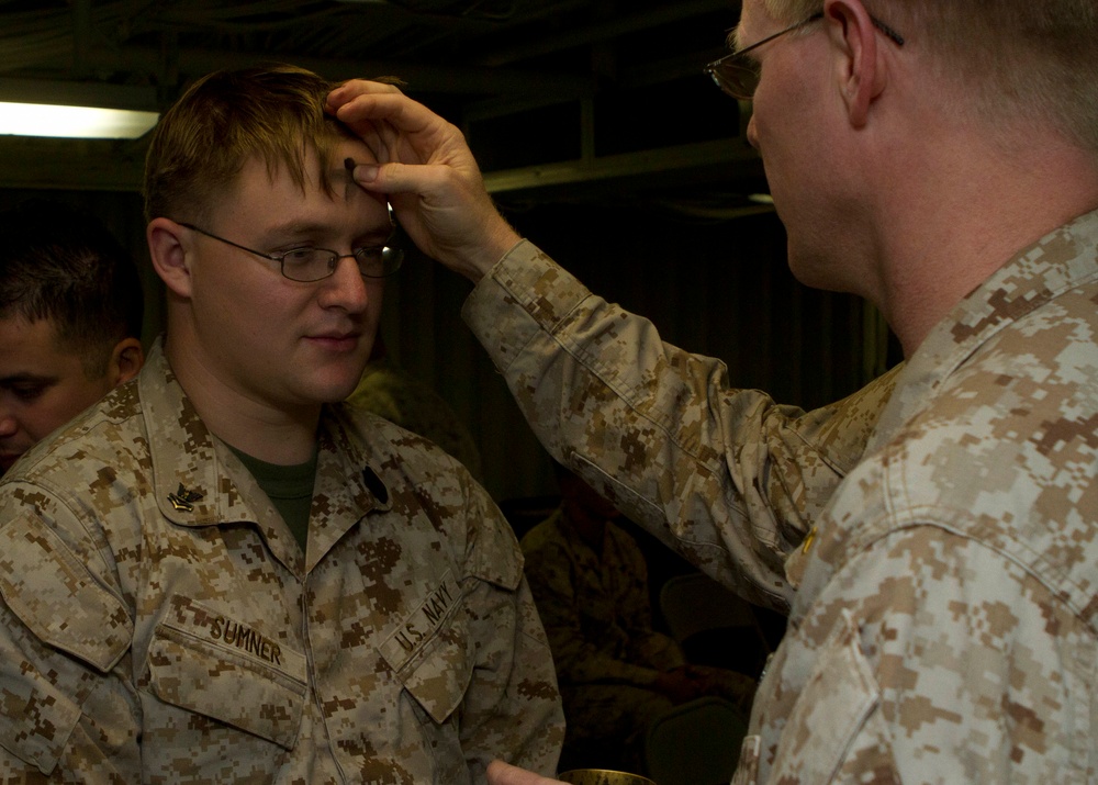 Service members observe Ash Wednesday aboard USS New Orleans