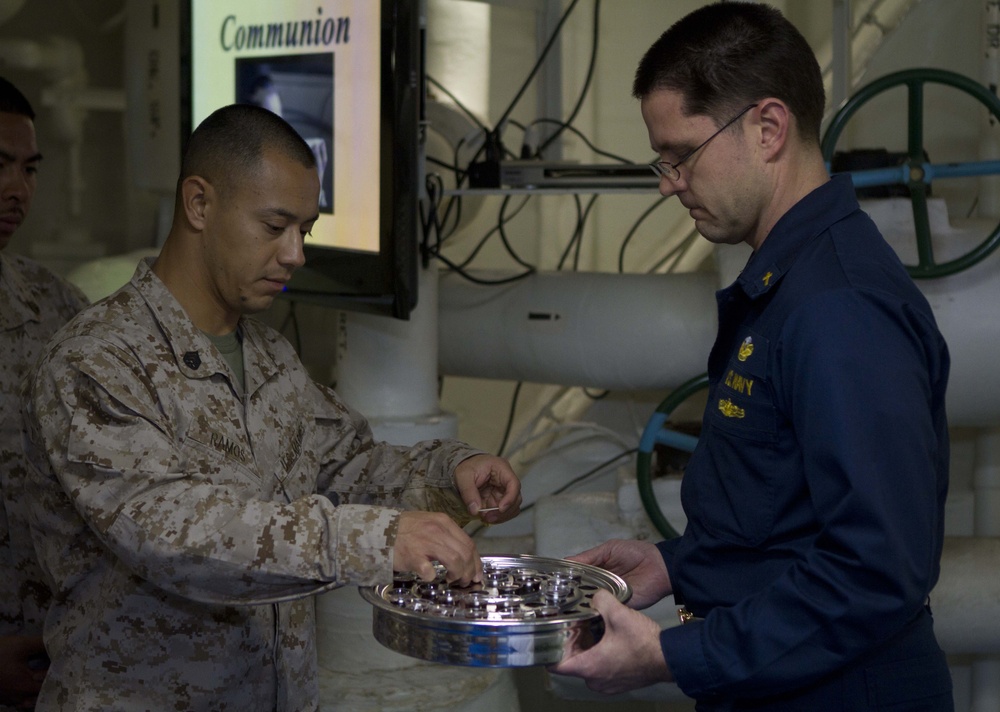 Service members observe Ash Wednesday aboard USS New Orleans
