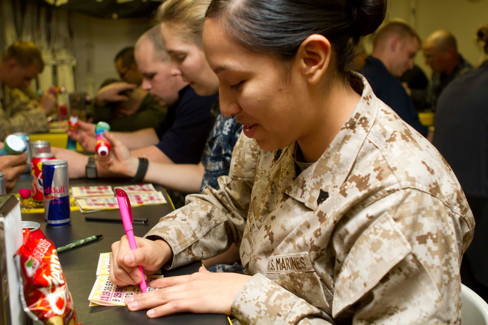 USS New Orleans Marines, sailors play bingo