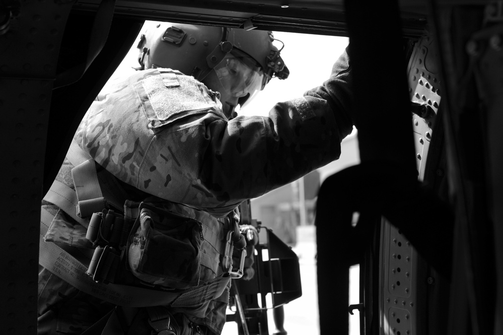 UH-60 Black Hawk crew conducts battlefield circulation mission
