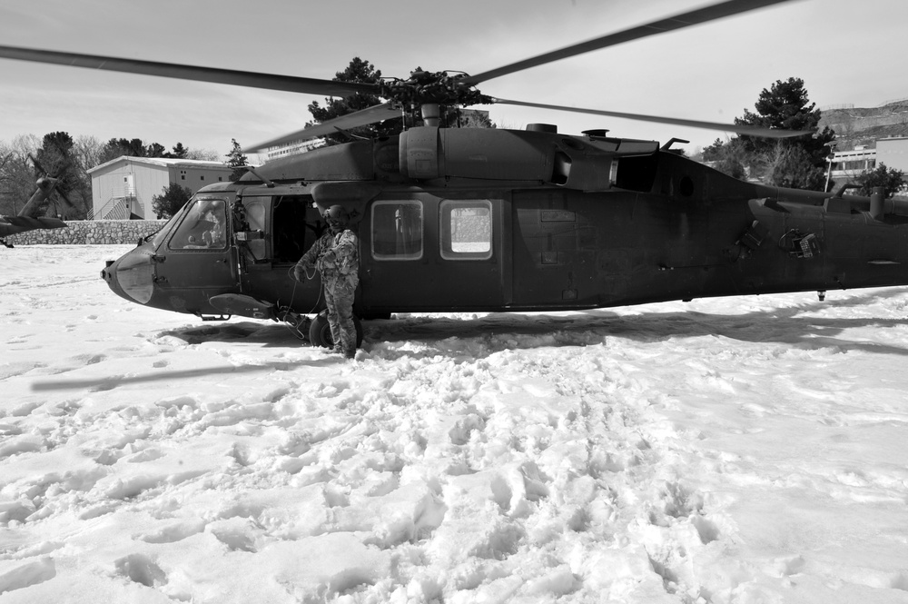 UH-60 Black Hawk crew conducts battlefield circulation mission