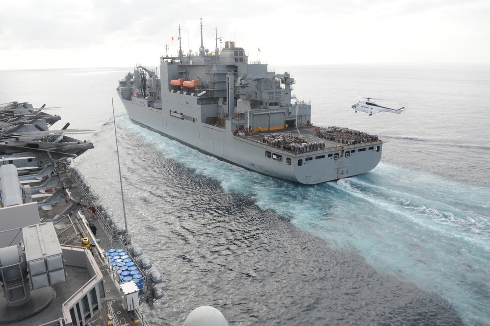 USS Makin Island replenishment at sea