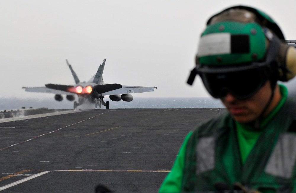 F/A-18F Super Hornet launches from USS Carl Vinson