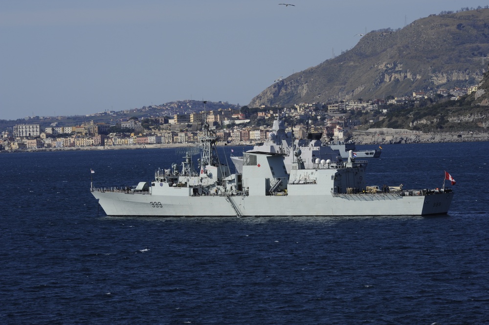 SNMG1 anchors off Nisida prior to beginning Surge Operations