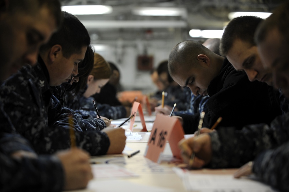 DVIDS Images USS Nimitz Navywide advancement exam [Image 1 of 9]