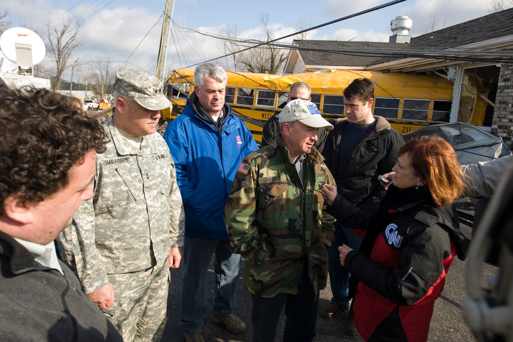 Indiana Governor, National Guard respond to tornado destruction