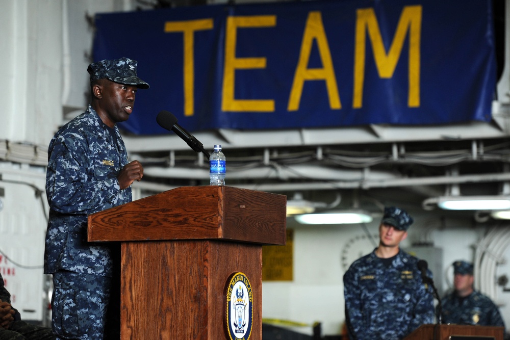 Change of command ceremony aboard USS Makin Island