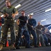 Marines line handle aboard USS Bonhomme Richard