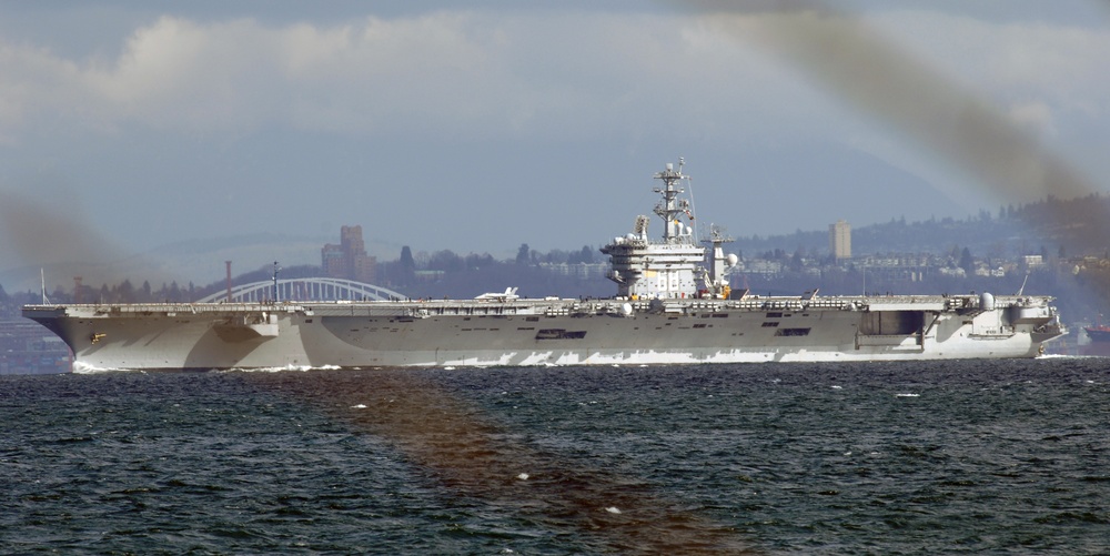 USS Nimitz departs