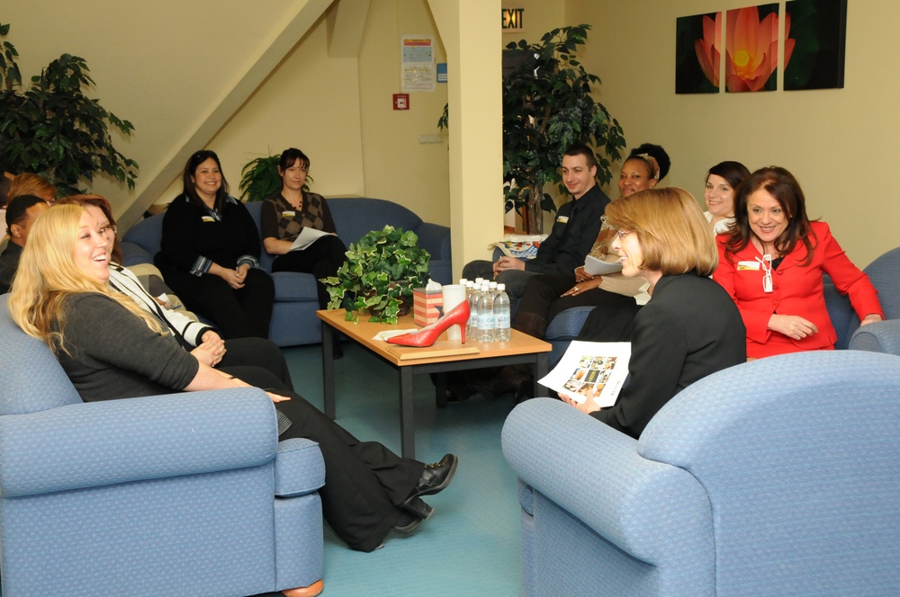 Jeanne Chandler visits Rose Barracks Army Community Service Center