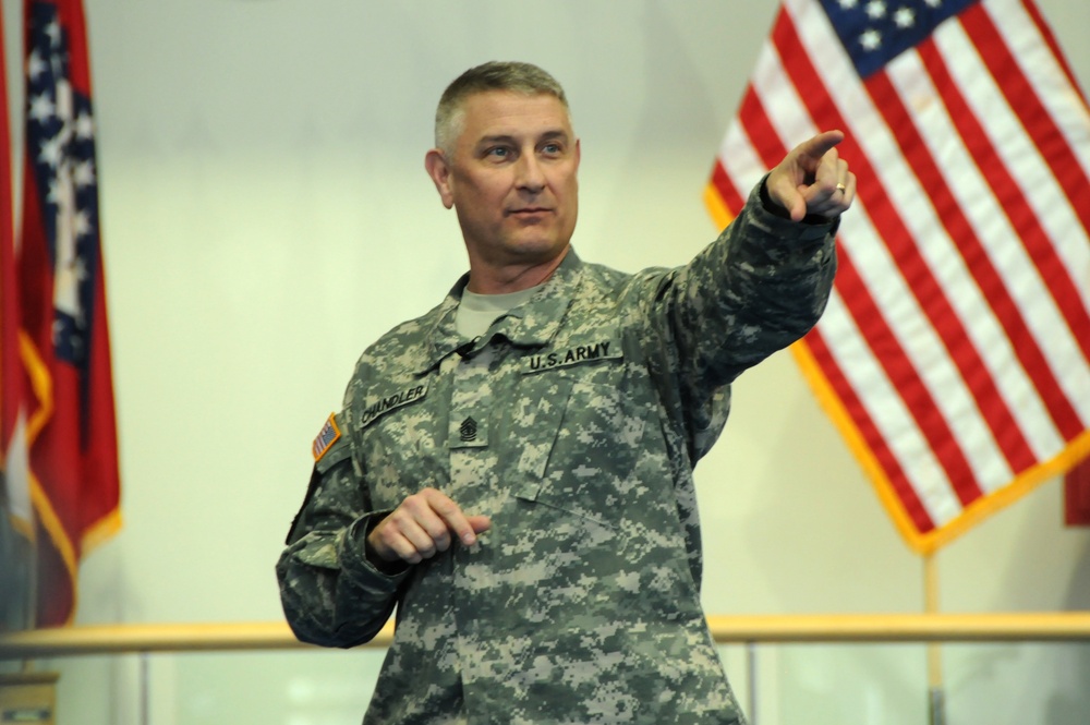 Raymond F. Chandler III takes and answers during a Town Hall meeting