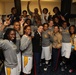 Marines pose with Lady Golden Bulls