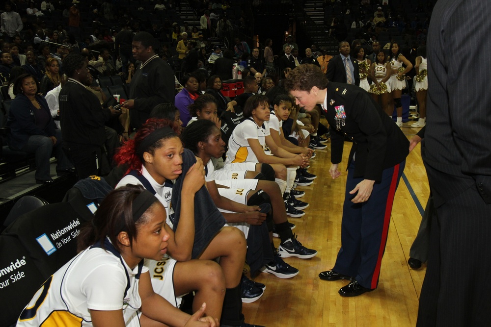 Marine encourages Lady Golden Bulls after loss