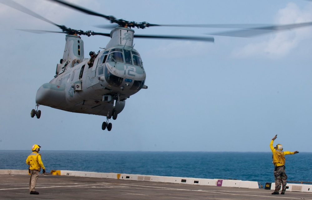 Flight deck operations aboard USS Makin Island