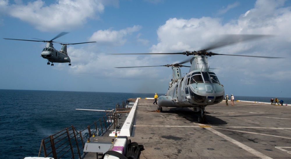 Flight deck operations aboard USS Makin Island