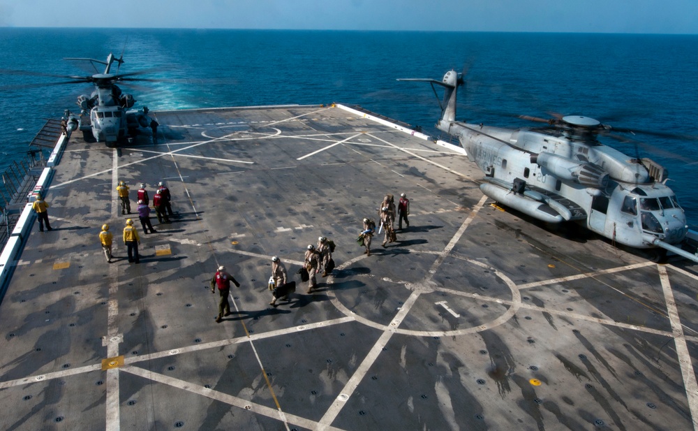 Flight deck operations aboard USS Makin Island