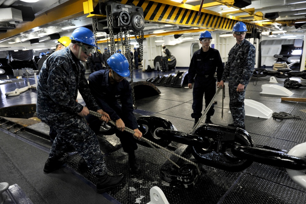 USS Nimitz sailors at work