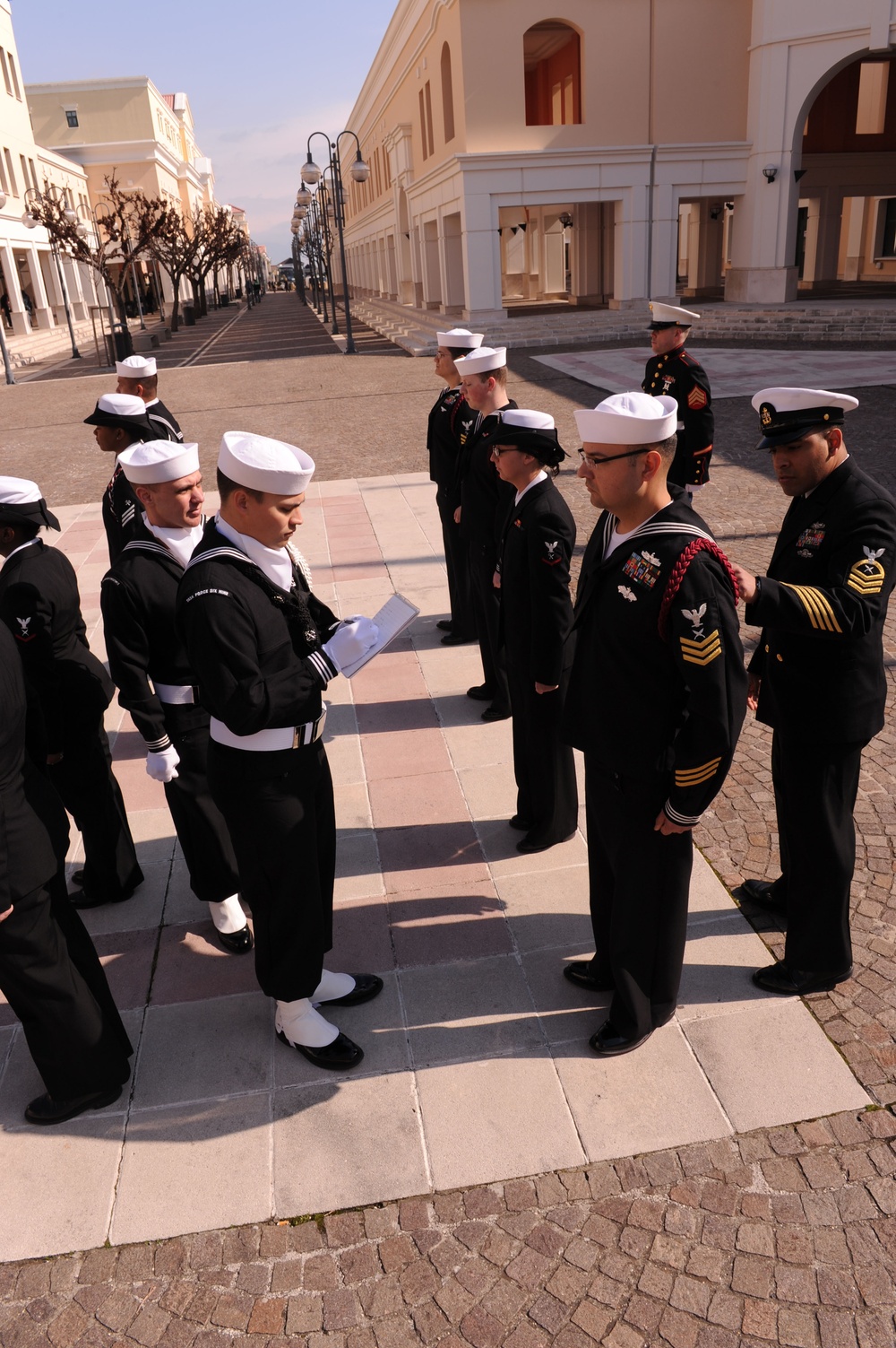 Color guard uniform inspection on Naval Support Activity Naples