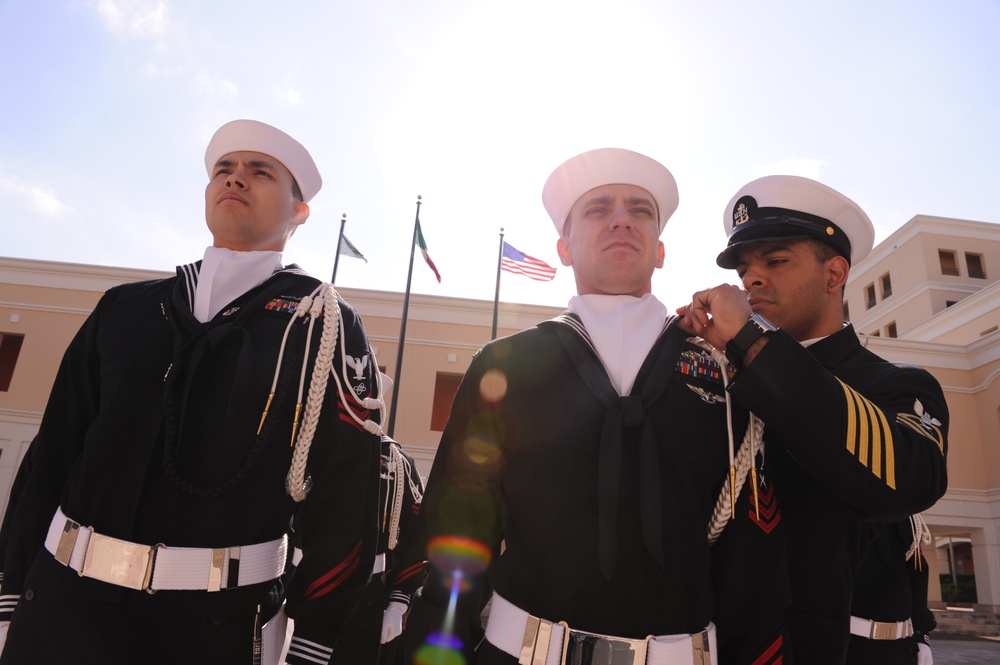 Color guard uniform inspection on Naval Support Activity Naples