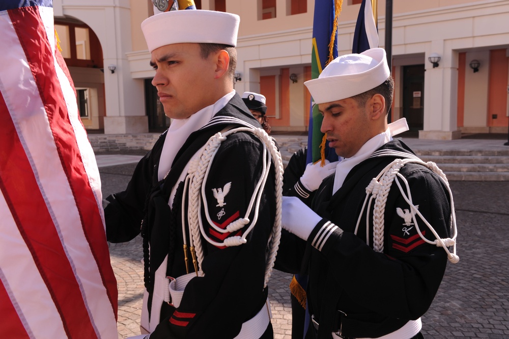 Color guard uniform inspection on Naval Support Activity Naples