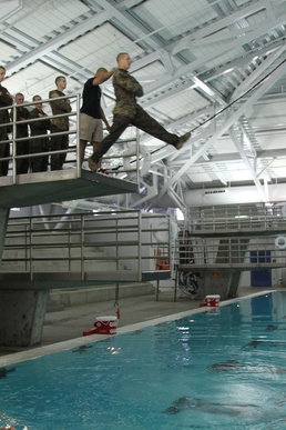 Company F recruits learn water survival skills