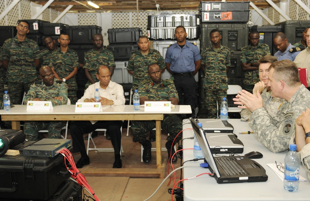 Guyana-US senior military and civilan officials speak cohension, working together during Fused Response senior leader meeting