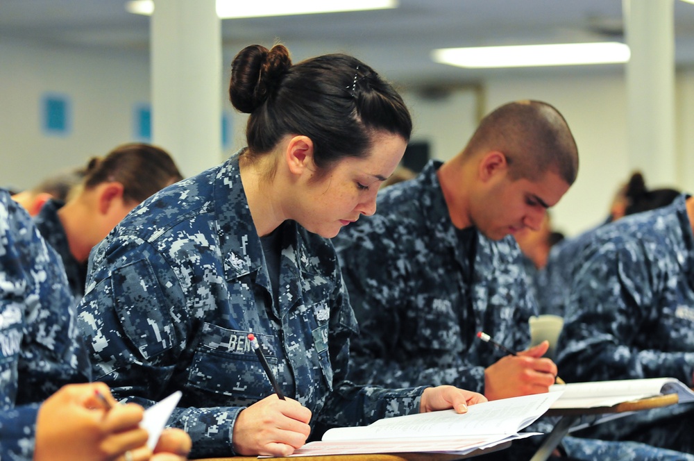 USS Boxer sailors take exam