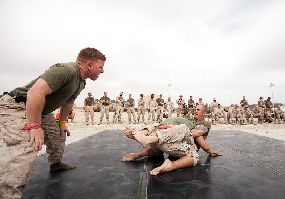 Grappling for the title: CLB-1 Marines hold ground fighting tournament aboard Camp Dwyer