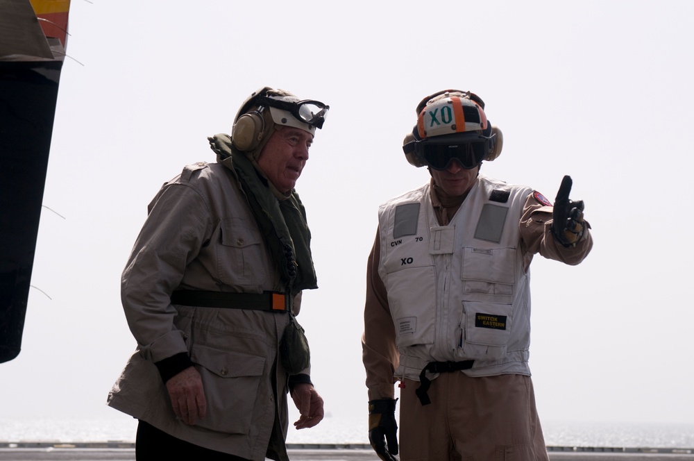 Dan Rather aboard USS Carl Vinson