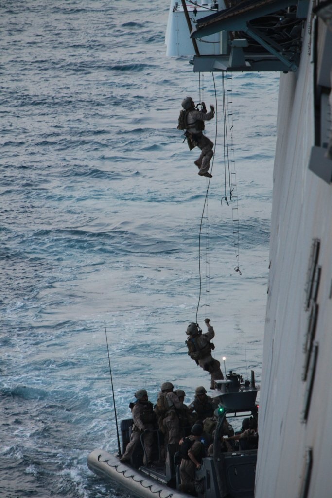 Raid force trains at sea