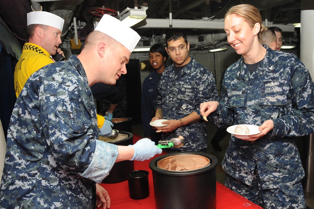 Sailors aboard USS Dwight D. Eisenhower