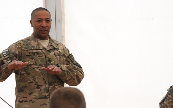 US Army Command Sgt. Maj. Thomas R. Capel visits the Joint Multinational Readiness Center