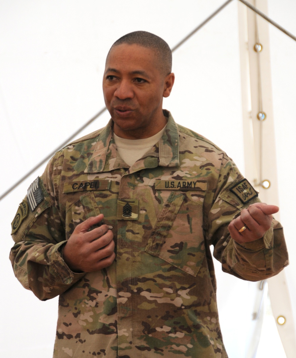 U.S. Army Command Sgt. Maj. Thomas R. Capel visits the Joint Multinational Readiness Center