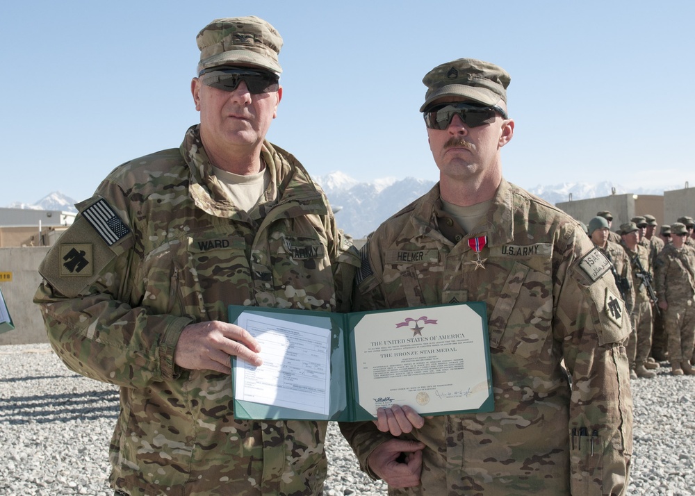 Staff Sgt. Jeremy Helmer awarded the Bronze Star