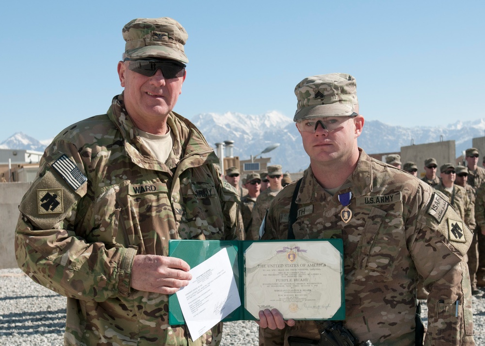 Sgt. Clayton Heath awarded the Purple Heart