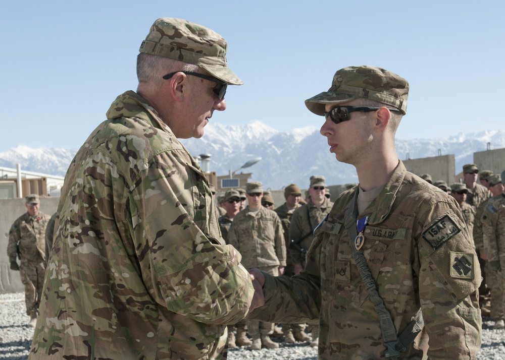 Pfc. Kendall Nolting awarded the Purple Heart