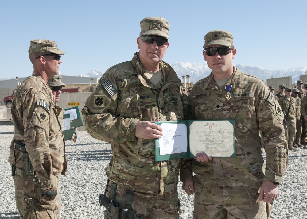 Spc. Benjamin Garrison awarded the Purple Heart