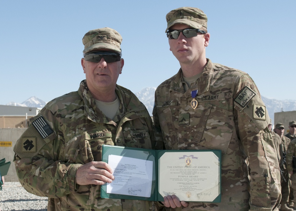Cpl. Dakota Jarvis awarded the Purple Heart