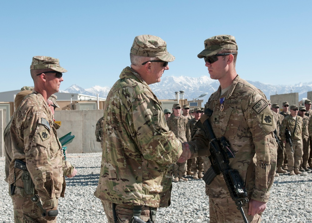 Spc. Markus Hust awarded the Purple Heart