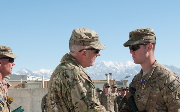 Spc. Markus Hust awarded the Purple Heart