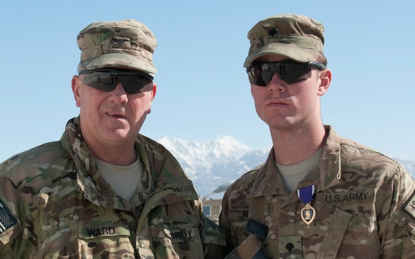 Spc. Markus Hust awarded the Purple Heart