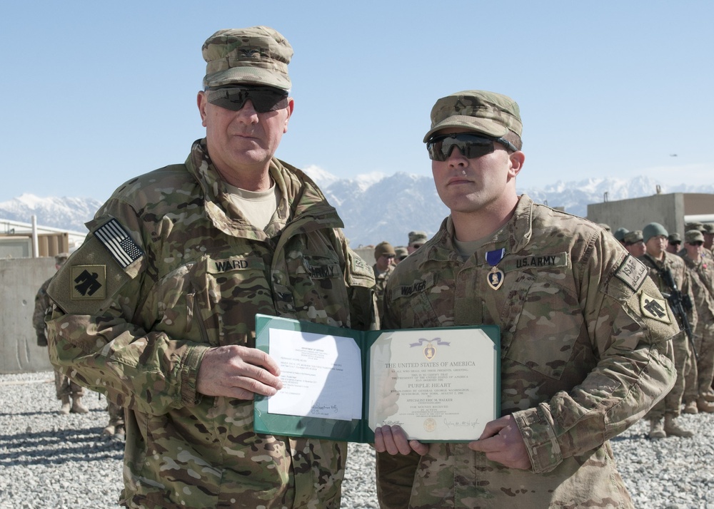 Pvt. Eric Walker awarded the Purple Heart
