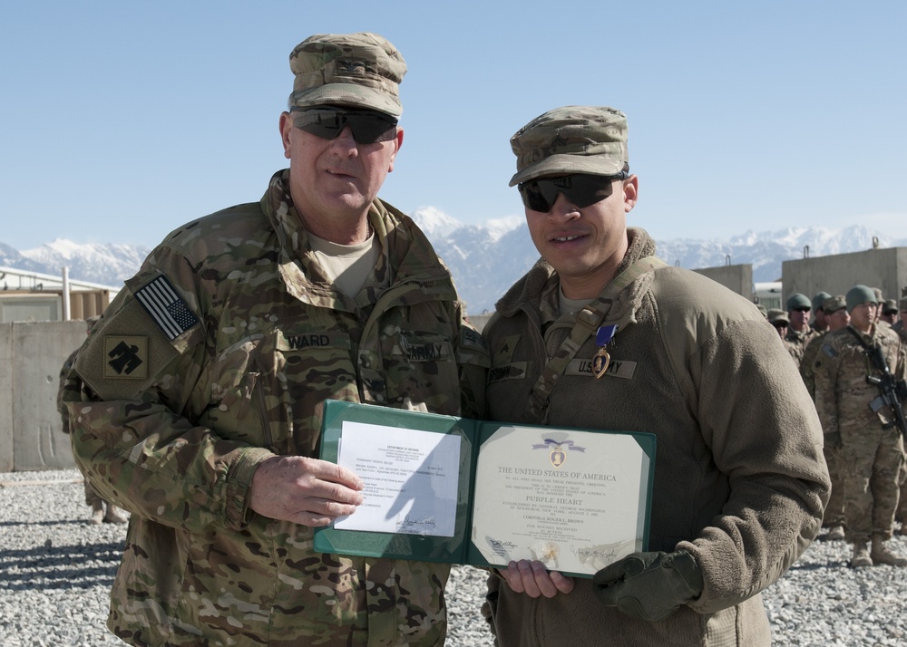 Cpl. Roger Brown awarded the Purple Heart